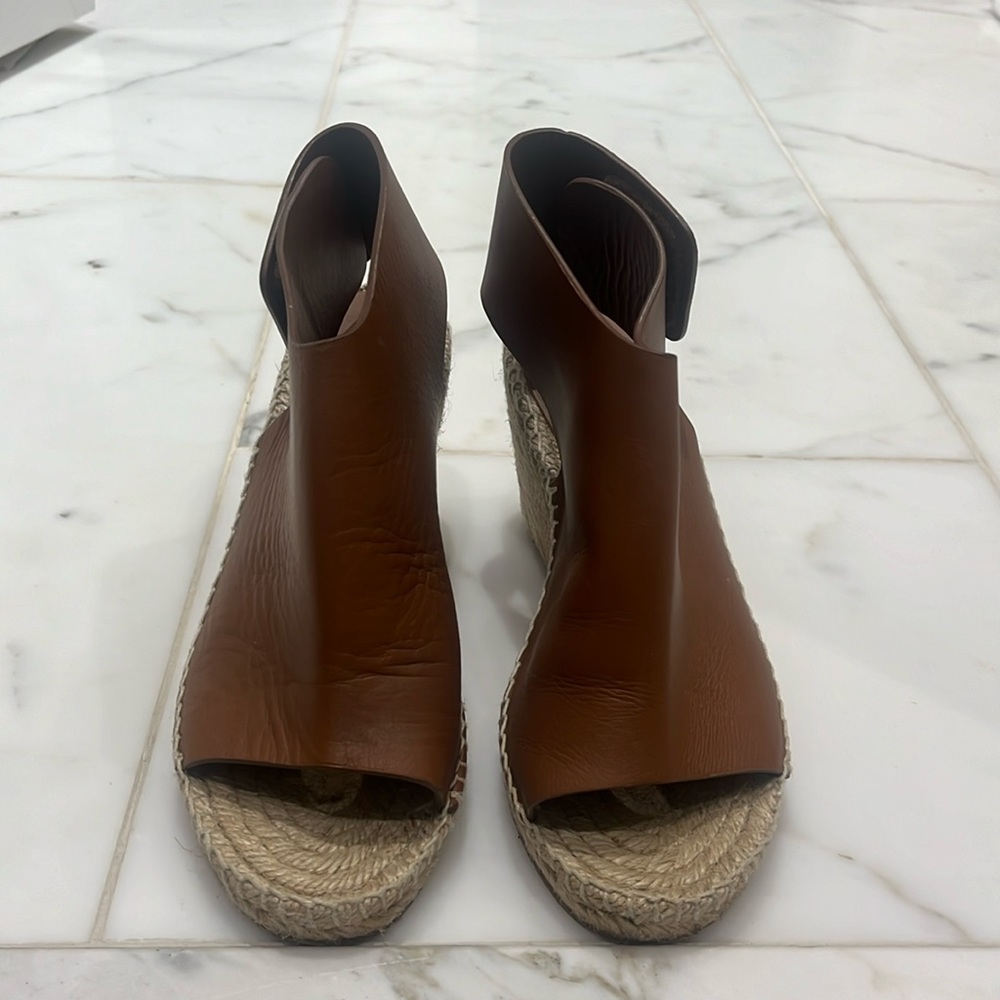 Celine- brown leather wedge sandal - size 35